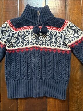Ralph Lauren kids Zip-Up Sweater with Pom pom size 6
